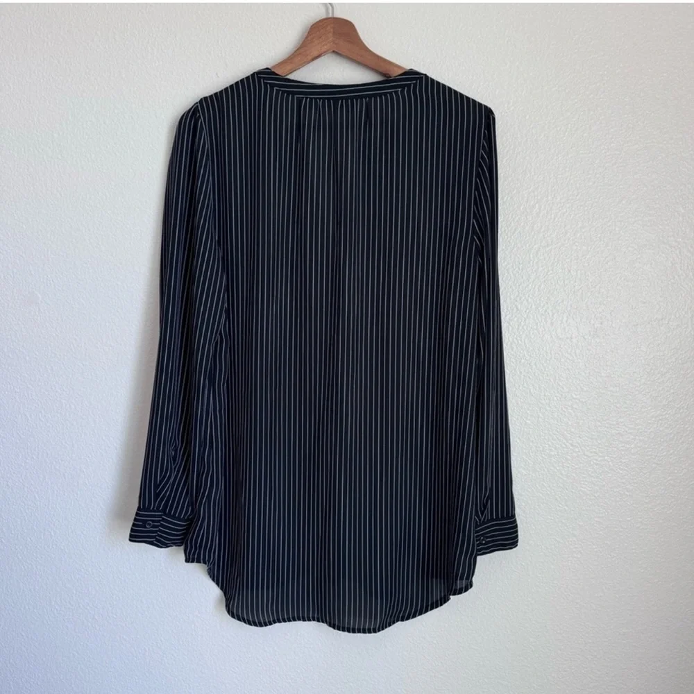 Apt 9 Striped Button up Chiffon Long Sleeve Blouse - Picture 2 of 4